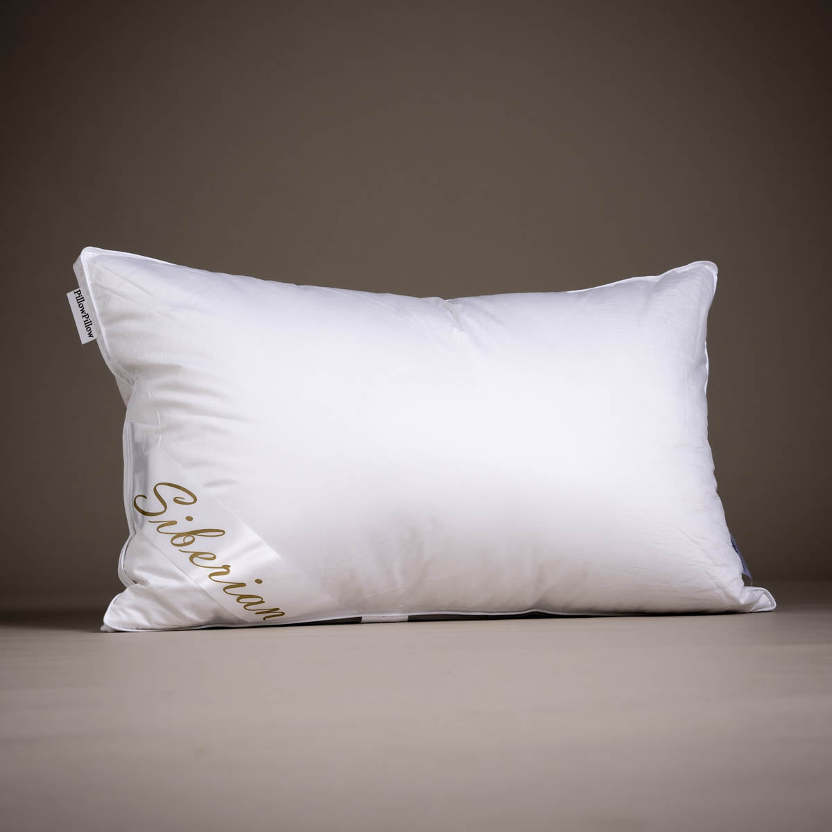 Soft luxurious Siberian Goose Down pillow with a neutral background